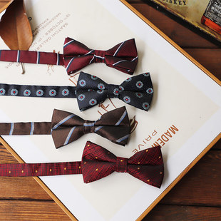 Factory in stock wholesale retro Korean style banquet dress groom best man Korean style wedding bow tie men wine red navy blue