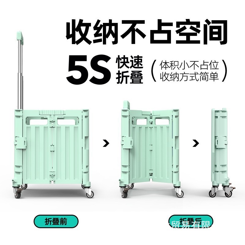 Shopping Cart Camping Supermarket Portable Folding Shopping Cart Grocery Cart Small Trolley Ladder Wheel Plastic Trolley