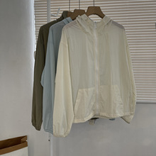 冰丝薄款连帽防晒衣外套女夏宽松休闲纯色百搭户外防风冲锋衣开衫