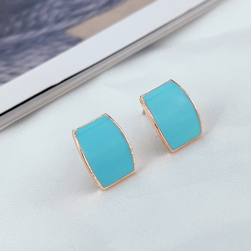 Korean Simple Color Oil Drop Geometric Smooth Earrings Wholesale Nihaojewelry display picture 1