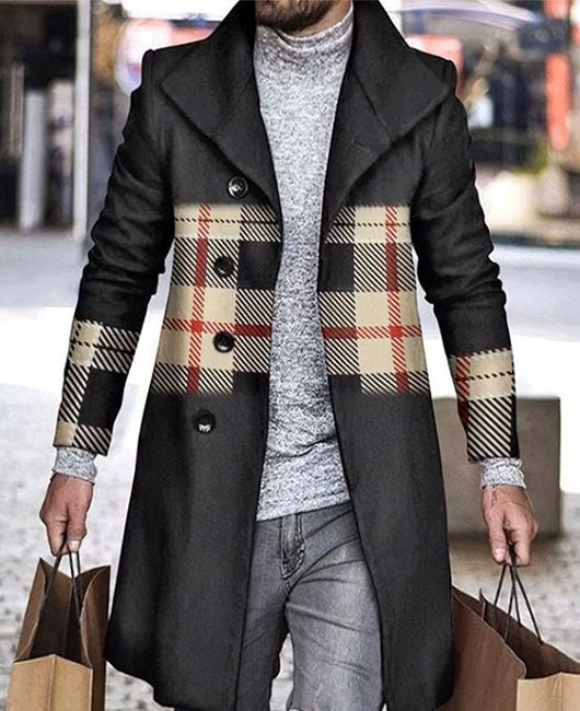 2024 europeo y americano de comercio exterior de otoño e invierno de los nuevos hombres de lana collar medio-longitud de la capa de bolsillo casual moda caliente