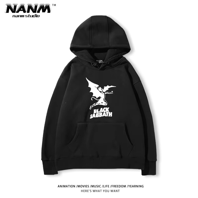 Black Sabbath Hooded Men's Sweatshirt Heavy Metal Rock Punk Simple Jacket Trendy Style Fashion Casual