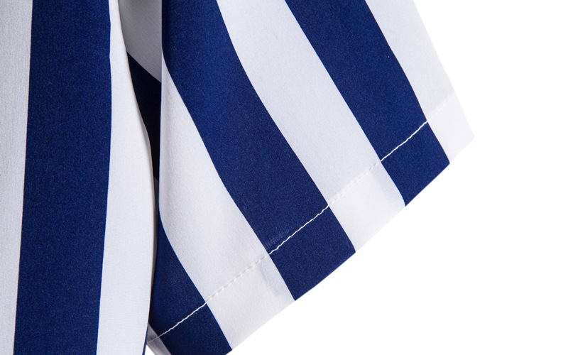 Striped men's 2023 summer new fashionable and minimalist color contrast loose short sleeved lapel single breasted shirt_voghion.com