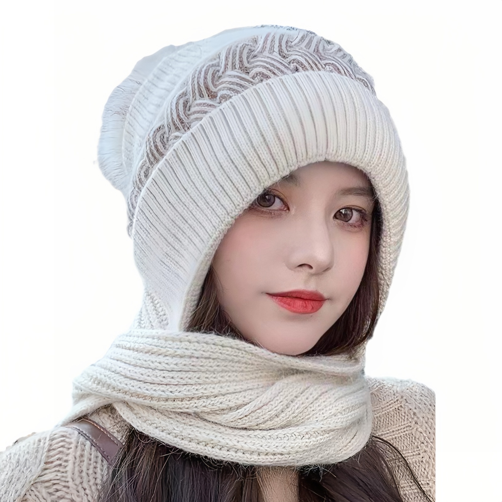 Autunno Inverno per donna, foderato in pile, spesso, antifreddo, protezione per orecchie e collo, cappello da ciclista per mamma, cappello lavorato a maglia con_voghion.com