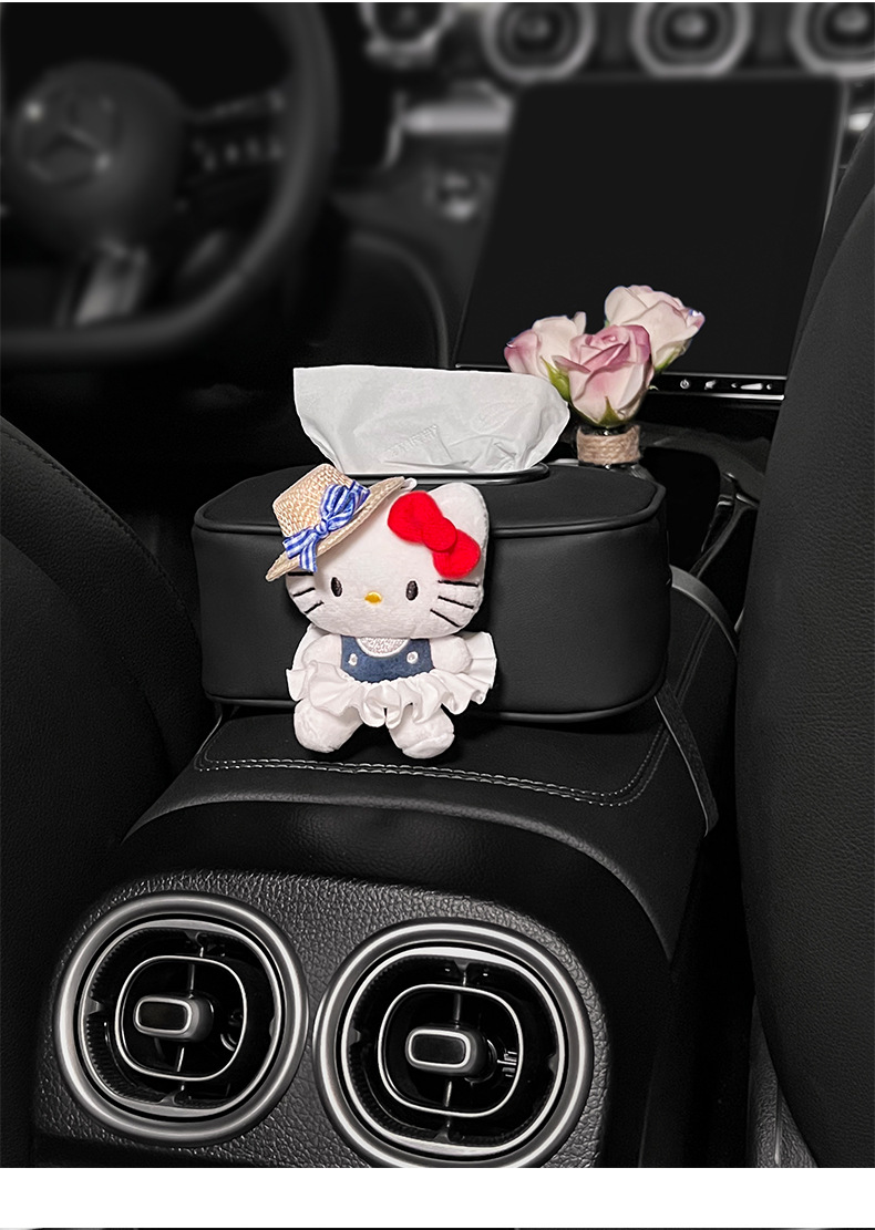 Cute Kitty Cat Car Tissue Box Car Armrest Box Paper Box Car Seat Back Tissue Bag Bag for Girls