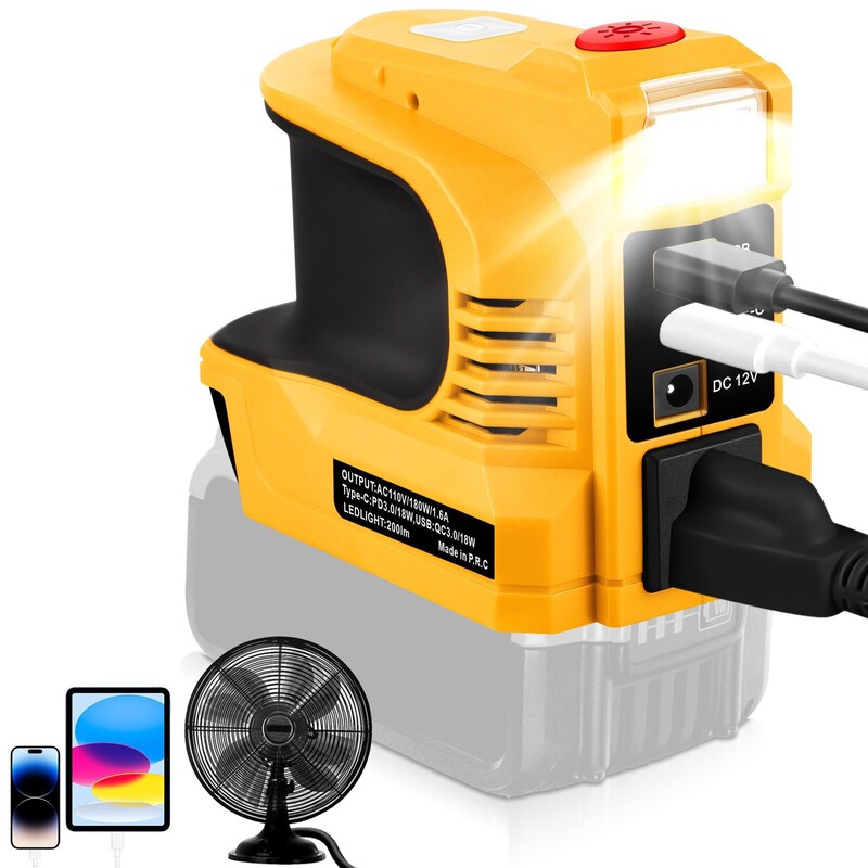 180W Inverter Suitable for Dewalt, Makita, and Milwaukee Car Inverters with Dc Port/Usb Type C Interface