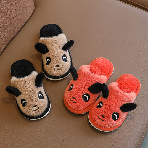 Children's Cotton Slippers Autumn and Winter Cartoon Style for Boys and Girls, Indoor Home Slippers with Non-slip, Baby Kids, Woolen Slippers from Zhao Zhi Zheng