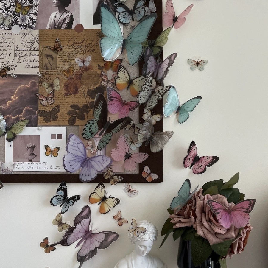 新款PVC立体蝴蝶，花束配饰装饰彩蝶卡片花店用品