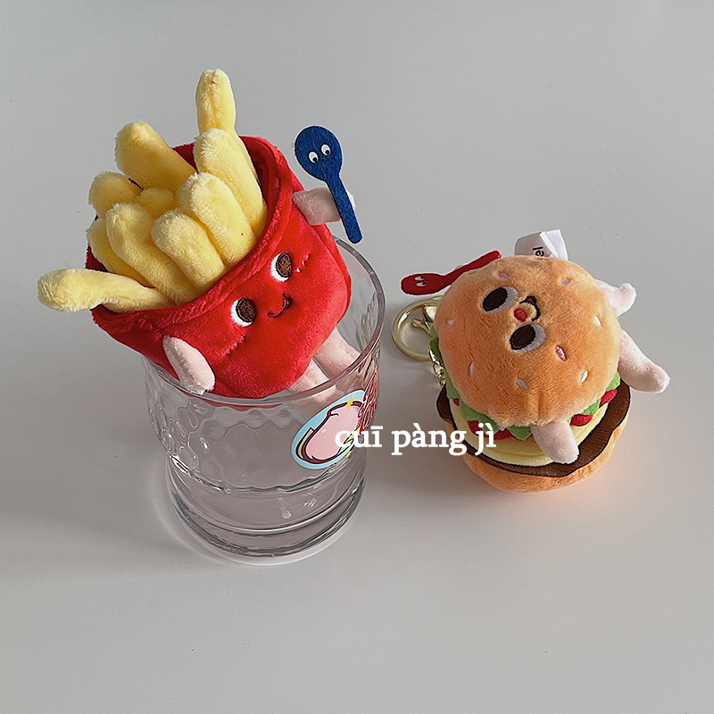 Insポテトハンバーガーかわいいぬいぐるみストラップ学生カップル人形ストラップクリエイティブ新キーホルダー.|undefined