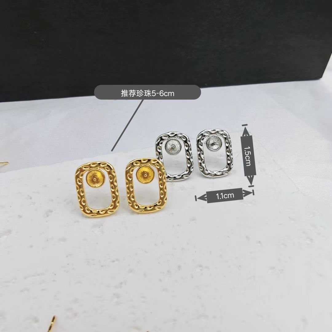 Perla de alta sensibilidad 925 agujas de plata 18k chapadas en oro pendientes huecos accesorios de material femenino fábrica al por mayor