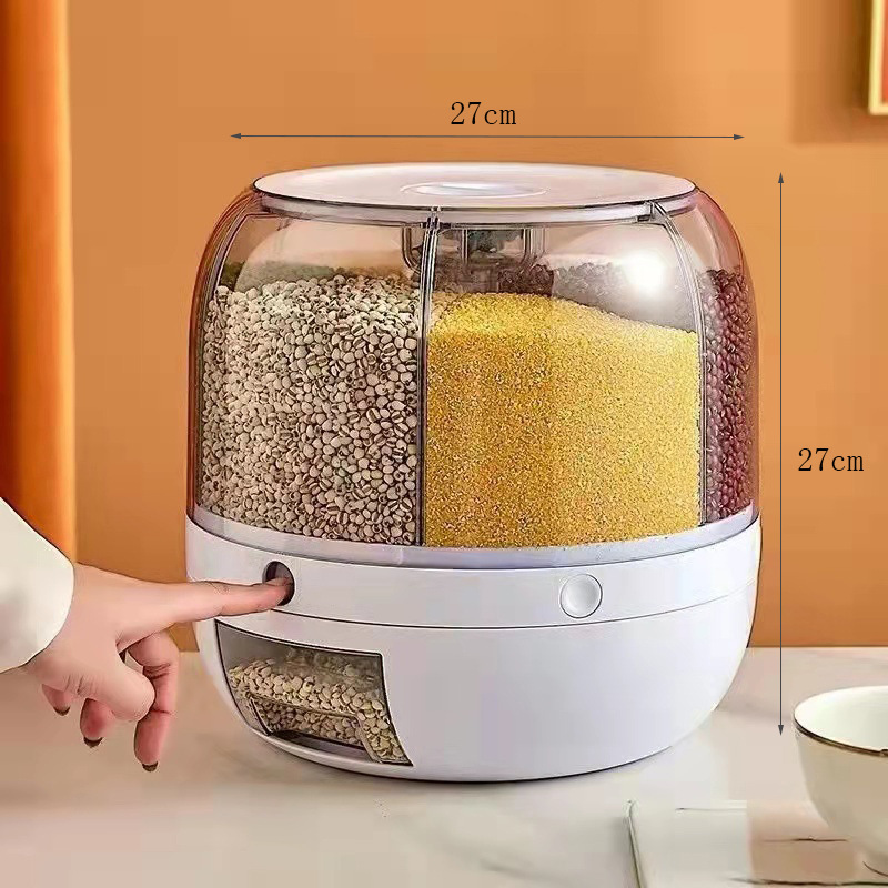 Rejilla de arroz cubo giratorio hogar a prueba de insectos a prueba de humedad multifuncional sellado caja de almacenamiento de arroz clasificación caja de almacenamiento de grano