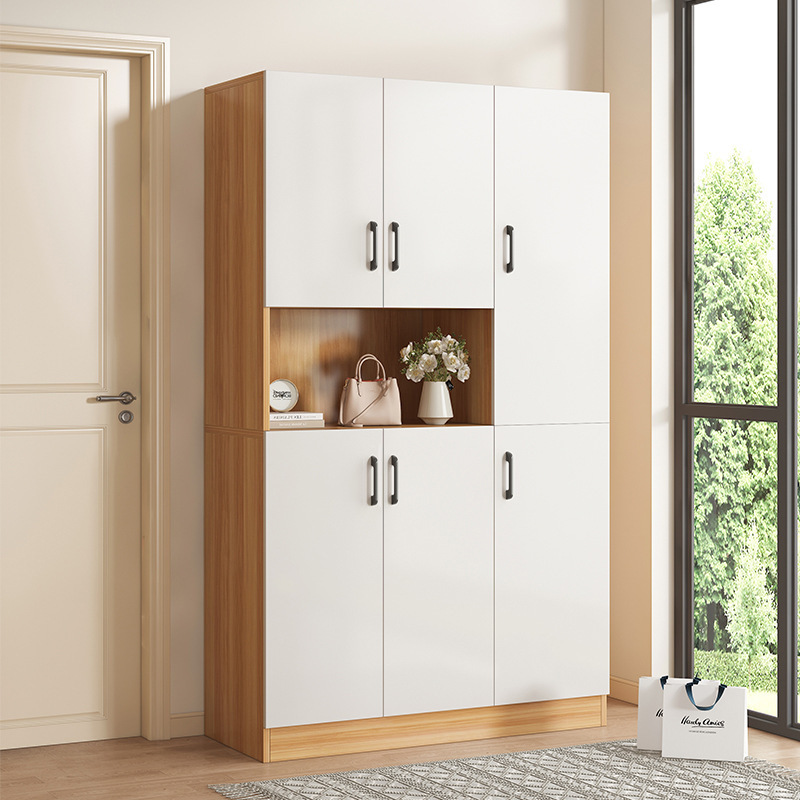 Solid Wood Shoe Cabinet Home Use Doorway Hallway Cabinet Entryway Large Capacity Integrated Cabinet Modern Simple Living Room Storage Partition Cabinet 