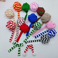 現物クリスマス人形玩具マフラー布条カラーストライプ装飾ニット毛糸ミニマフラー