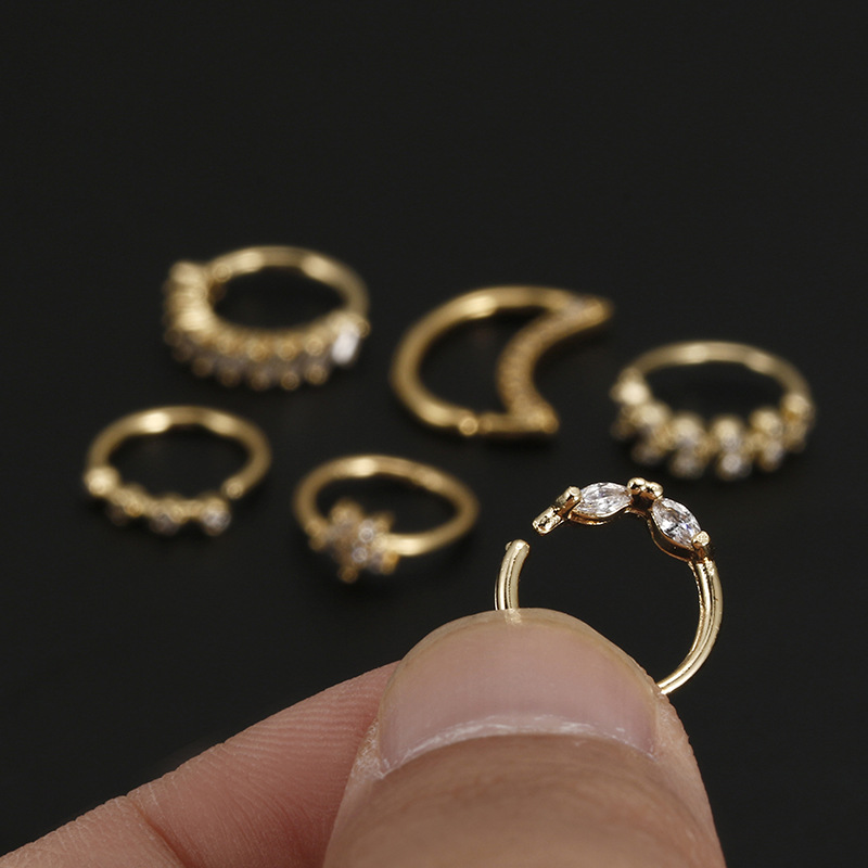 Simple Style Star Copper Inlay Zircon Nose Ring display picture 6