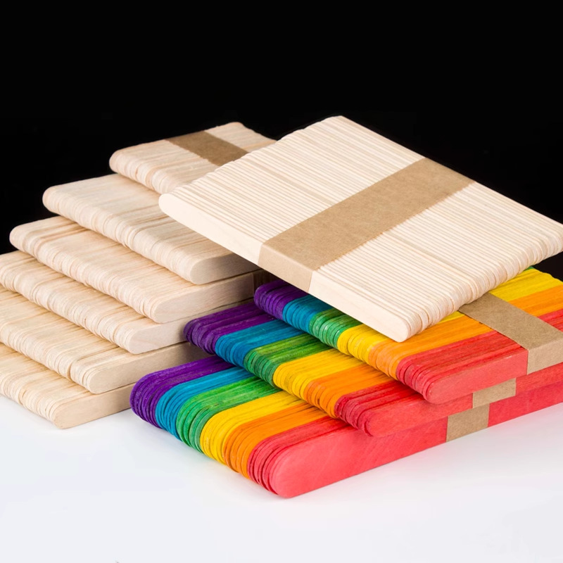 Ice Cream Popsicle Sticks Grade Wooden Sticks Ice Cream Sticks Handmade DIY Model Making Materials Colorfulful Sorbet Sticks