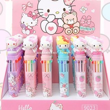 可爱卡通猫咪十色圆珠笔高颜值划按压笔少女心10色手账标记笔