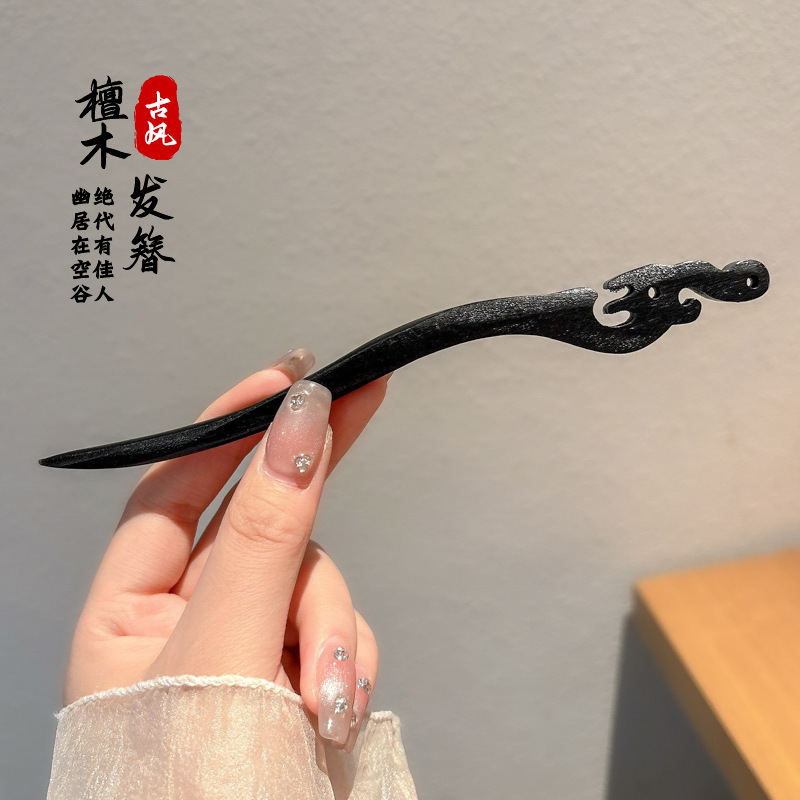 Pinzas de cabello de madera para mujeres nuevos pinzas de estilo chino de alto nivel diarios vestido de caballo de viaje antiguo sándalo bandeja de cabello pinzas de cabello tocado