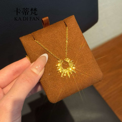 金店同款沙金爆闪碎碎冰太阳星芒项链女时尚5G硬金工艺精品锁骨链