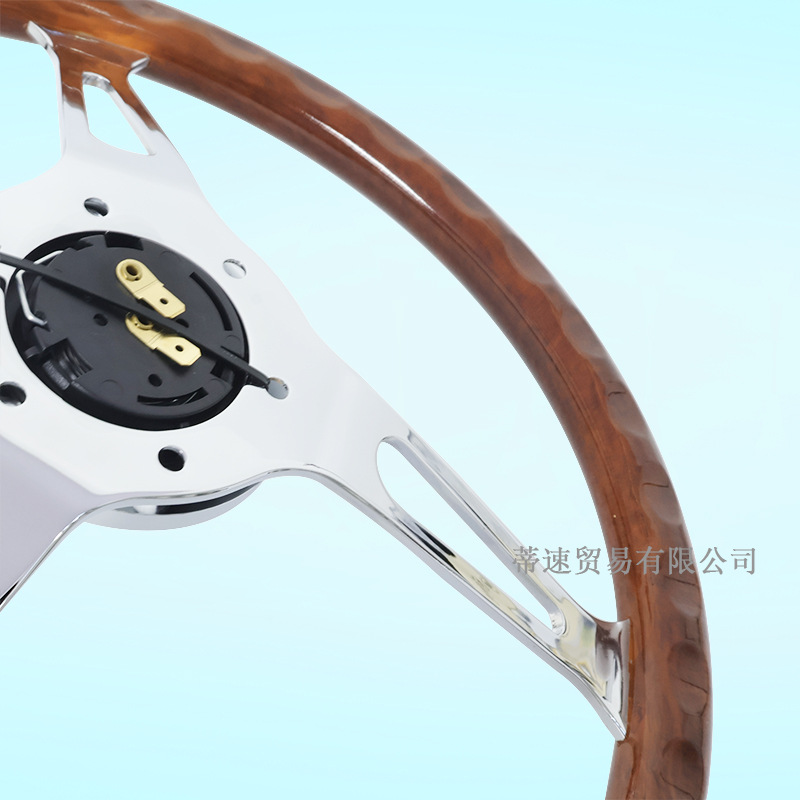 Best-selling modified car steering wheel, classic retro 15inch peach wood color steering wheel, 380MM electroplated bracket with concave center