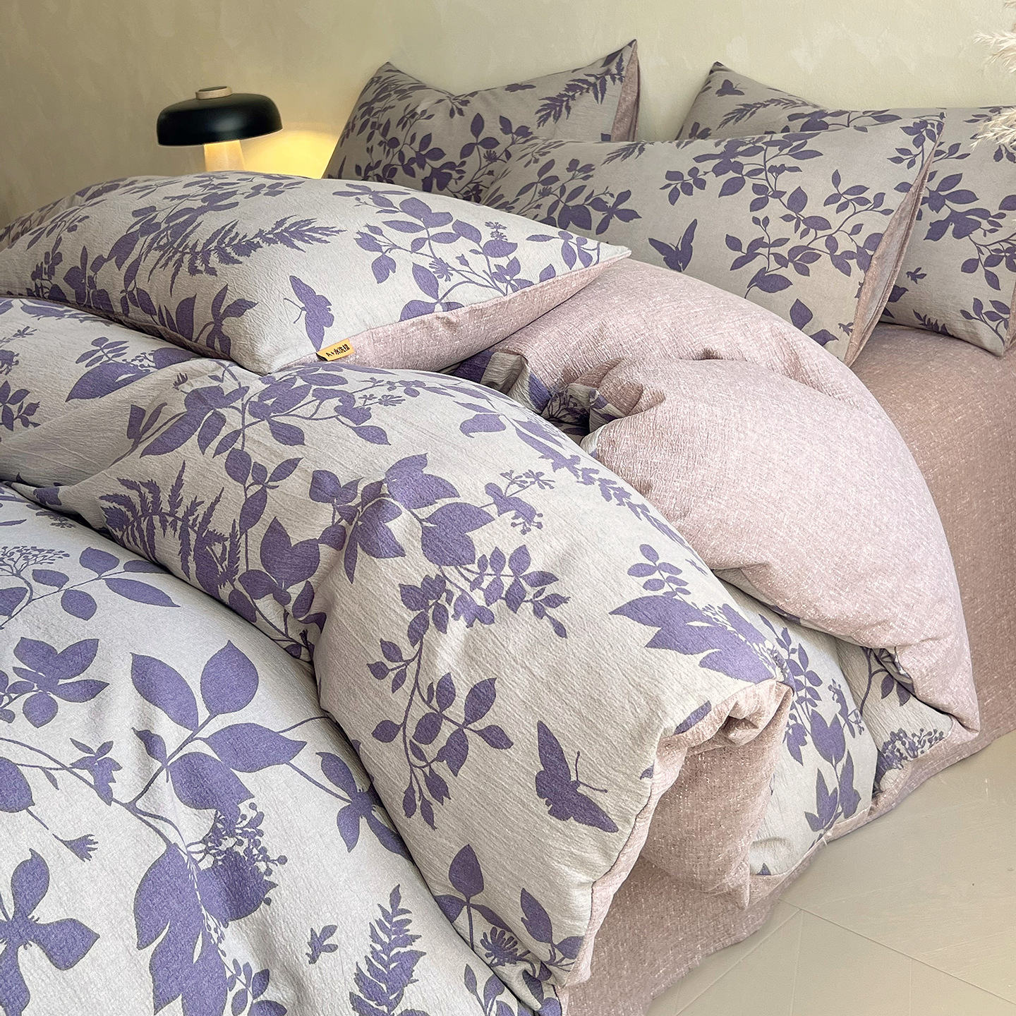 Nuevo algodón de alto peso, lino de cuatro piezas, ropa de cama desnuda para dormir, sábanas gruesas, cubierta de colchón de tres piezas