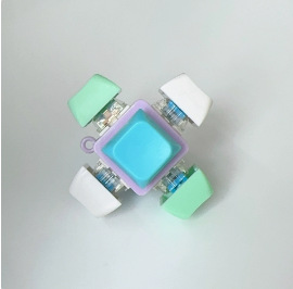 Special-shaped six-button purple shell-white
