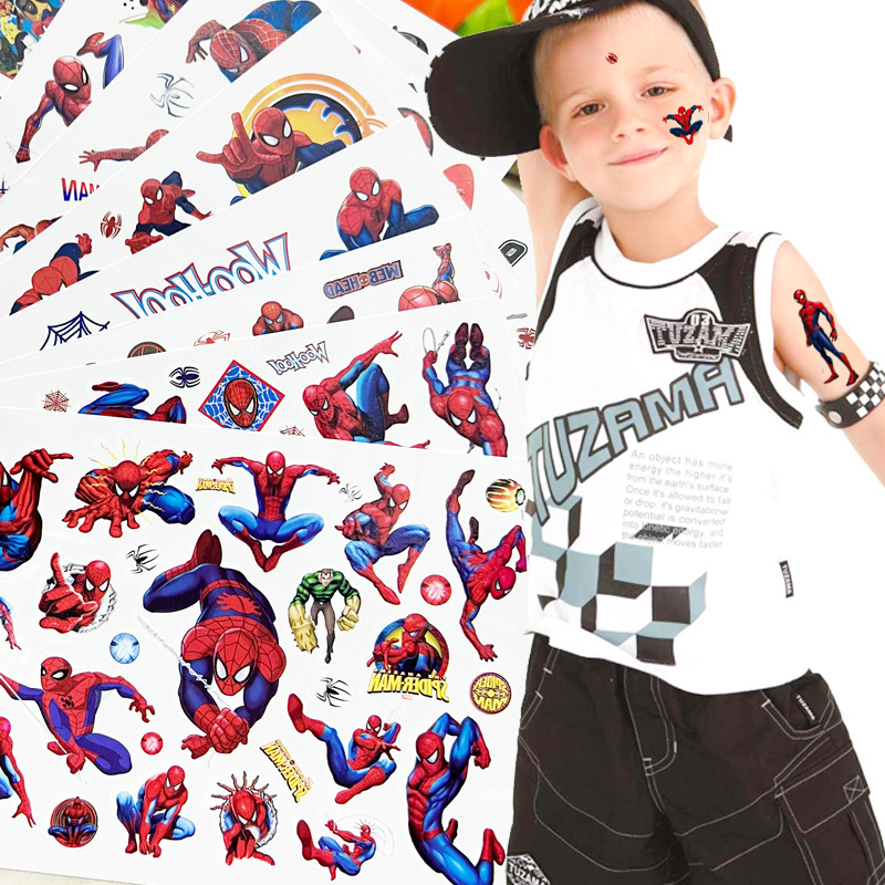 The Amazing Spider-Man Parallel Time and Space Spider Children's Tattoo Sticker Birthday Party Tattoo Sticker Water Transfer Sticker