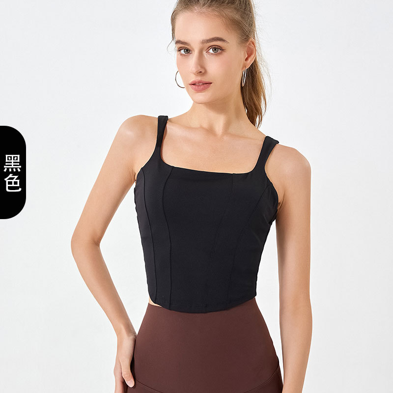 Otoño y invierno nuevo desnudo con cojín de pecho chaleco deportivo de alta altura de la mujer U-cuello yoga ropa interior corrida antichoque acondicionamiento físico hermosa espalda