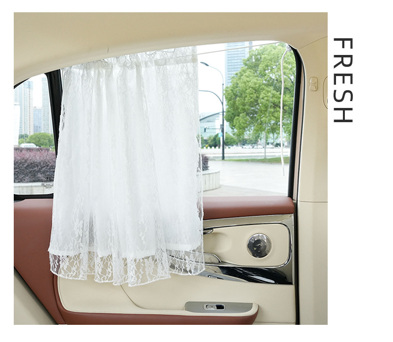 Lace Double-Layer Car Curtains, Baby Sun Protection and Heat Insulation Car Sunshades, Hanging Car Privacy Curtains