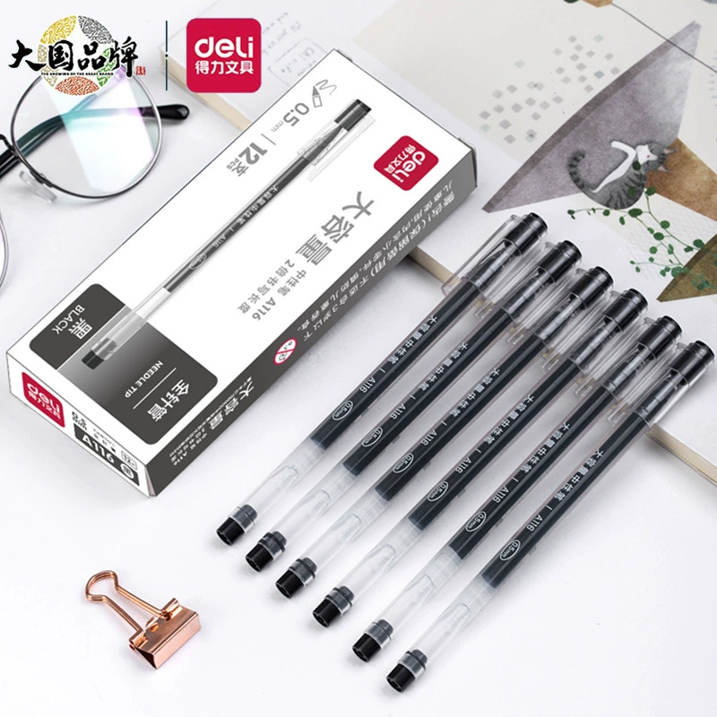 Deli канцелярские товары A116 гелевая ручка 0,5 иглы головка большой емкости ручка знака оптом красная ручка черная ручка офисная ручка