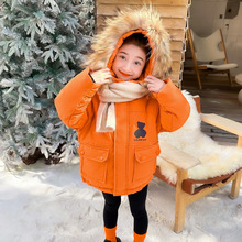 女童男童小熊羽绒服外套白鸭绒2024款冬装加厚保暖连帽卡通时髦上