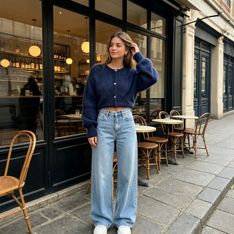 European and American Cross-Border Autumn and Winter Solid Color Round Neck Loose Knit Cardigan Women's Retro Sweater Coat Retro Lazy Style European and American Cross-Border Autumn and Winter Solid Color Round Neck Loose Knit Cardigan Women's Retro Sweater Coat Retro Lazy Style
