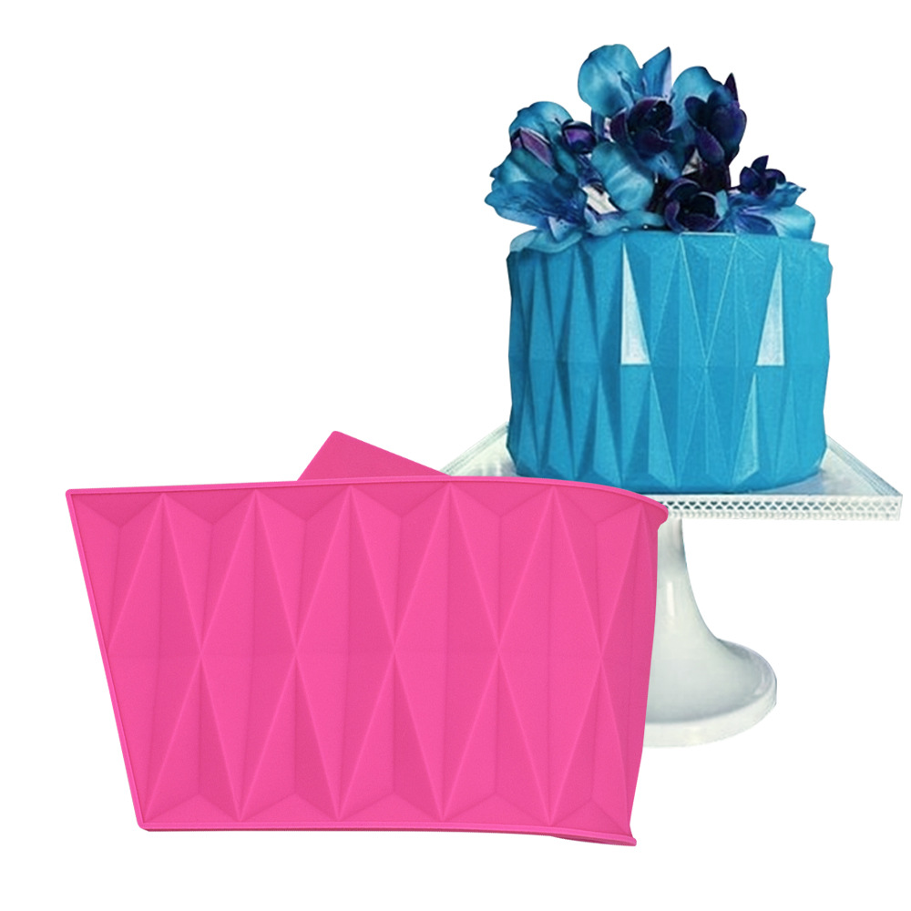 Nueva gema diamante patrón impresión molde borde molde DIY fondant encaje pad pastel decorativo molde de silicona