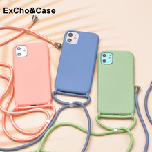 液态硅胶手机壳带绳子 挂绳式手机保护套适用iPhone 12来图定