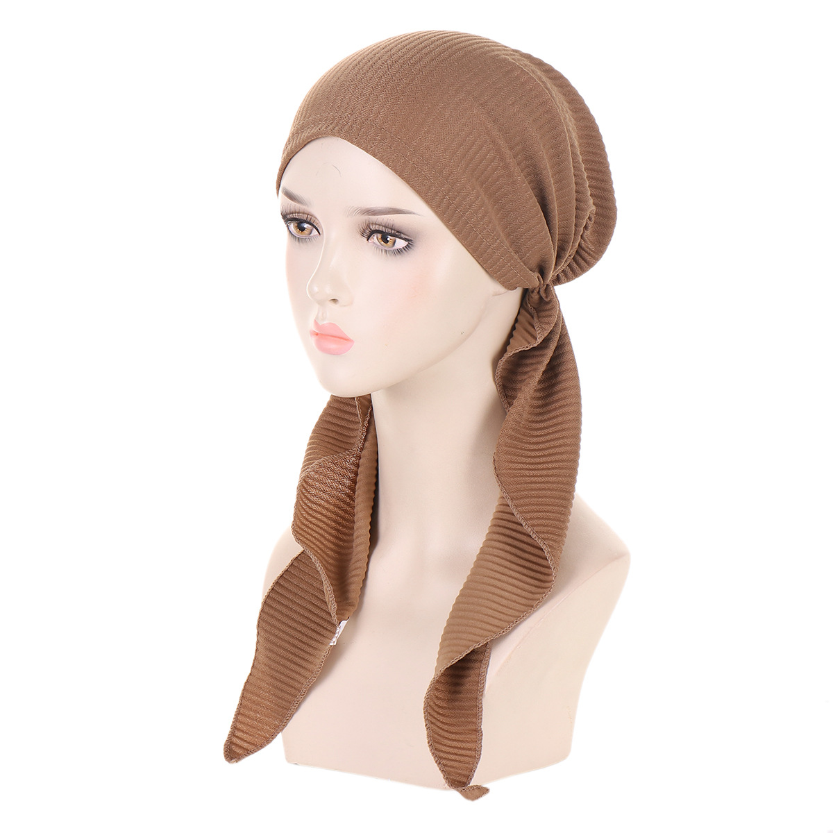 cappello musulmano a turbante con cappello curvo finale da donna in tinta unita in stock_voghion.com
