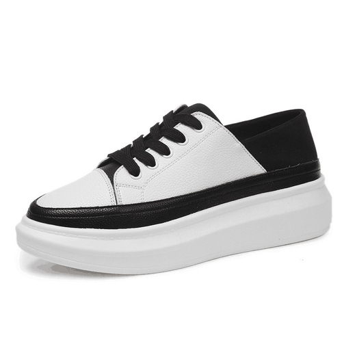  New Genuine Leather Pancake Leisure Shoes Korean Style Low-top Lazy Fashionable Breathable Slip-On Women's White Shoes