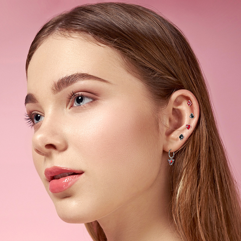 2023 Original New Stainless Steel Stud Earrings Poker Series Ear Bone Stud Titanium Steel Earrings Female Diamond Earrings Ear Buckle detail image 8