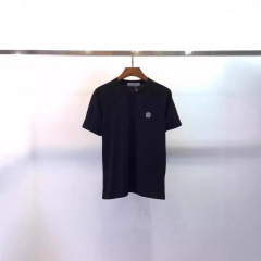 Stone Island ベーシック クラシック ソリッドカラー 半袖 刺繍 スモール ラベル アイランド ラウンドネック ボトム Tシャツ 男女兼用