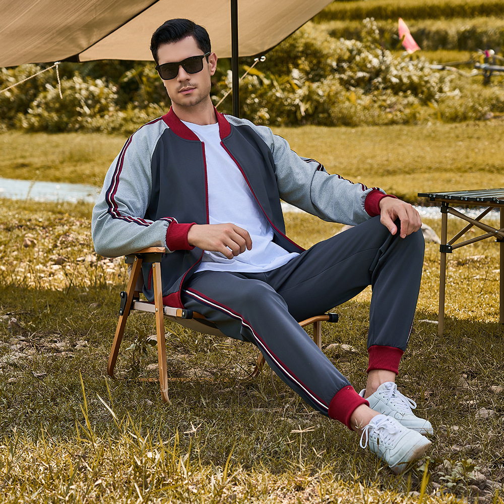 Roupas masculinas outono e inverno novos ternos esportivos moda jovem retro cor combinando ternos masculinos vendas diretas da fábrica_voghion.com