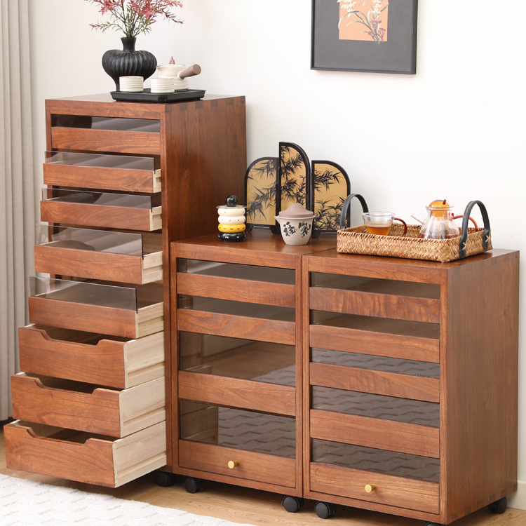 Cabinet Multi-Layer Storage Cabinet Removable Side Table Dental Cabinet Tea Set Storage Tea Cabinet Solid Wood Cupboard Living Room Gω