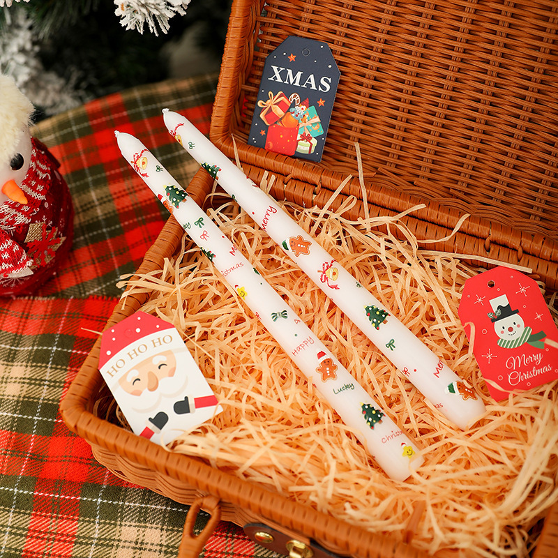 クリスマス香りキャンドルヨーロッパプリントロングロッドワックス漫画かわいい雰囲気の装飾品ホーム撮影装飾|undefined