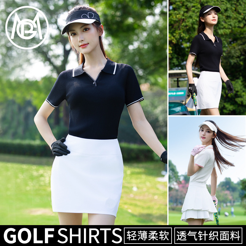 Pgm Golf 2026 Spring/Summer Women's Knitted V-Neck Polo Short Sleeve Top Sportswear Women's Top Pgm Golf 2026 Spring/Summer Women's Knitted V-Neck Polo Short Sleeve Top Sportswear Women's Top