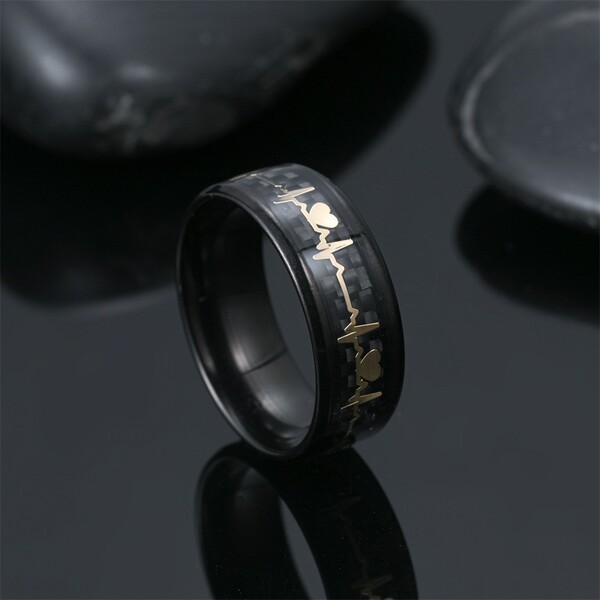 New stylish 8mm stainless steel ring with heartbeat design with…