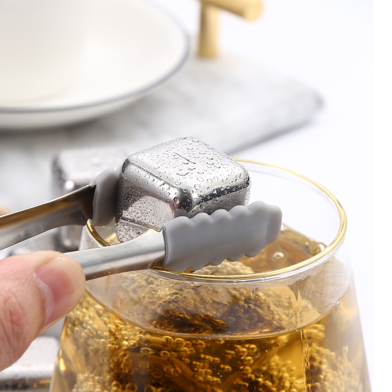 304 cubo de hielo de acero inoxidable whisky partículas de hielo de metal cubo de hielo congelado rápido vino creativo conjunto de piedra de vino de hielo se puede personalizar LOGO