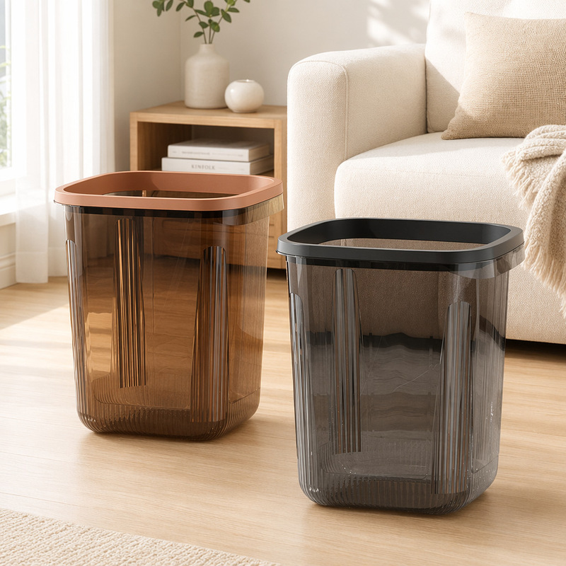 New Simple Trash Can Kitchen Living Room Trash Can Put Toilet Corner Plastic Uncovered Pressure Ring Trash Can