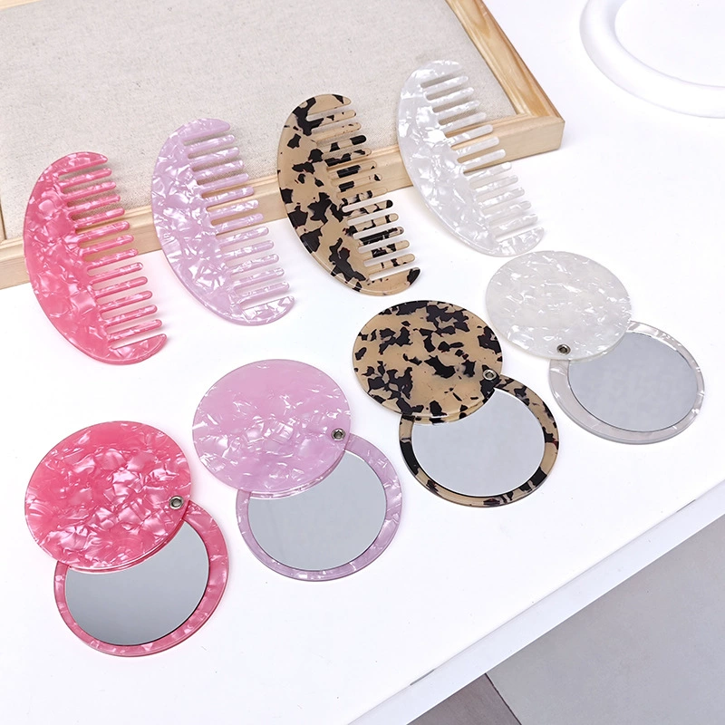 Антистатический милый 4CM акриловый расческа для волос складной мешок зеркало портативный набор туалетных зеркал