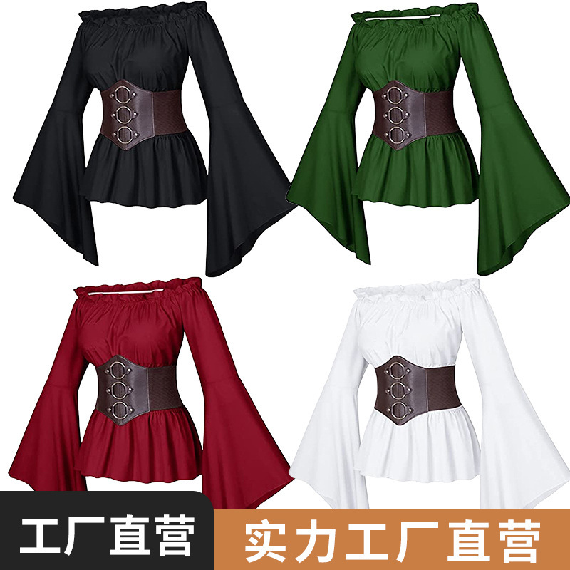 Cross-Border Medieval Retro Women's Pirate Shirt Costume Role-Playing Dress-Up Festival Performance Adult Women Cross-Border Medieval Retro Women's Pirate Shirt Costume Role-Playing Dress-Up Festival Performance Adult Women