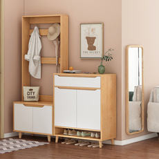 鞋柜家用门口门外衣帽架换鞋凳组合一体大容量门厅隔断玄关柜带门