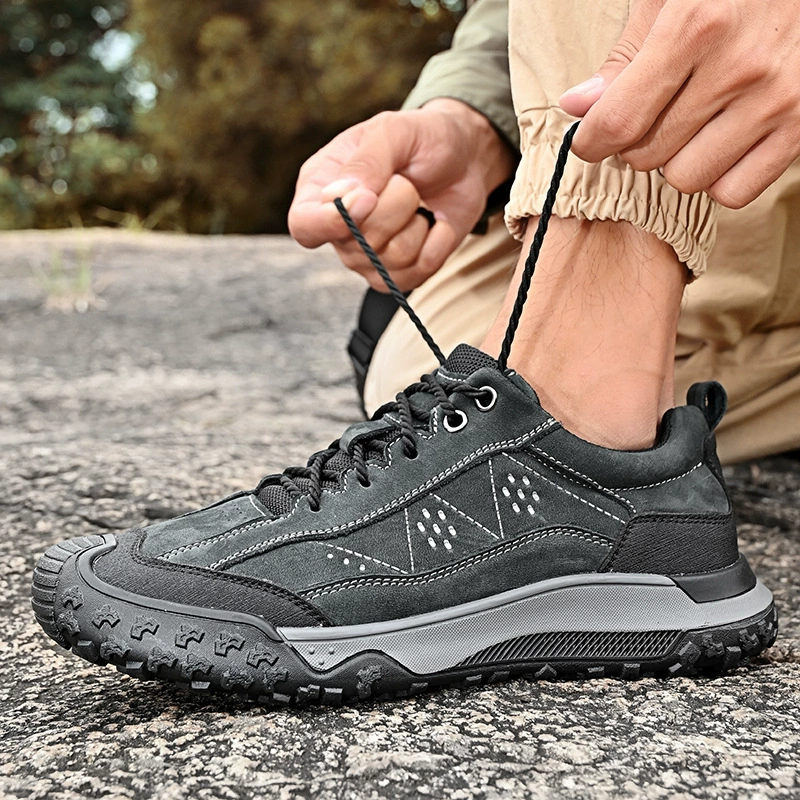 Мужская обувь на головном слое из коровьей кожи шнуровка, износостойкая и дышащая обувь для прогулок на открытом воздухе