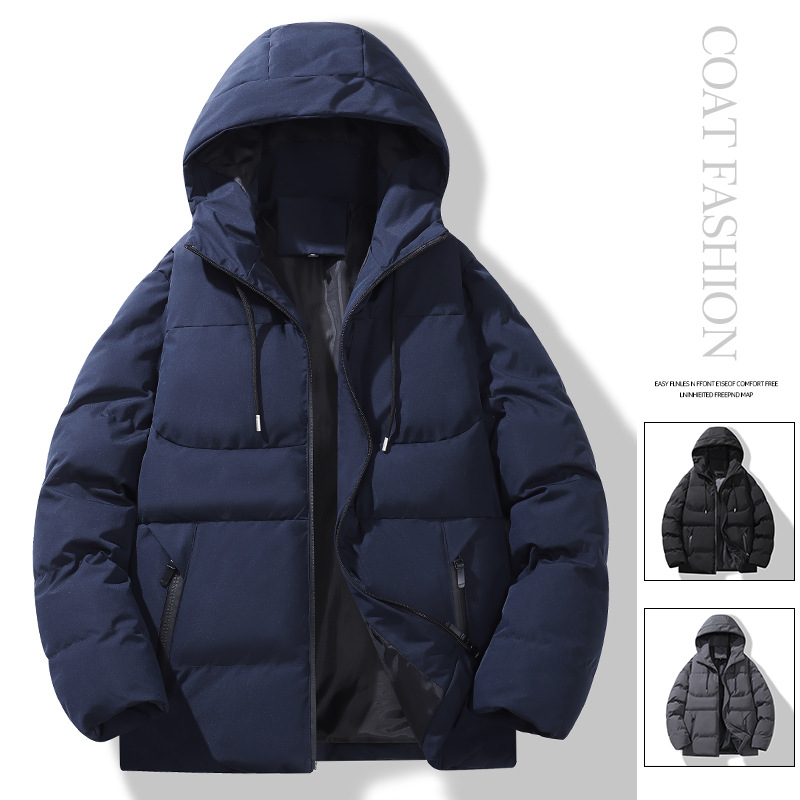 Cross-border autumn and winter new men's casual hooded down cotton-padded coat fashionable brand thick warm loose cotton-padded coat