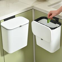 卫生间垃圾桶壁挂式免打孔家用翻盖式厕所窄缝纸篓厨房悬挂垃圾筒
